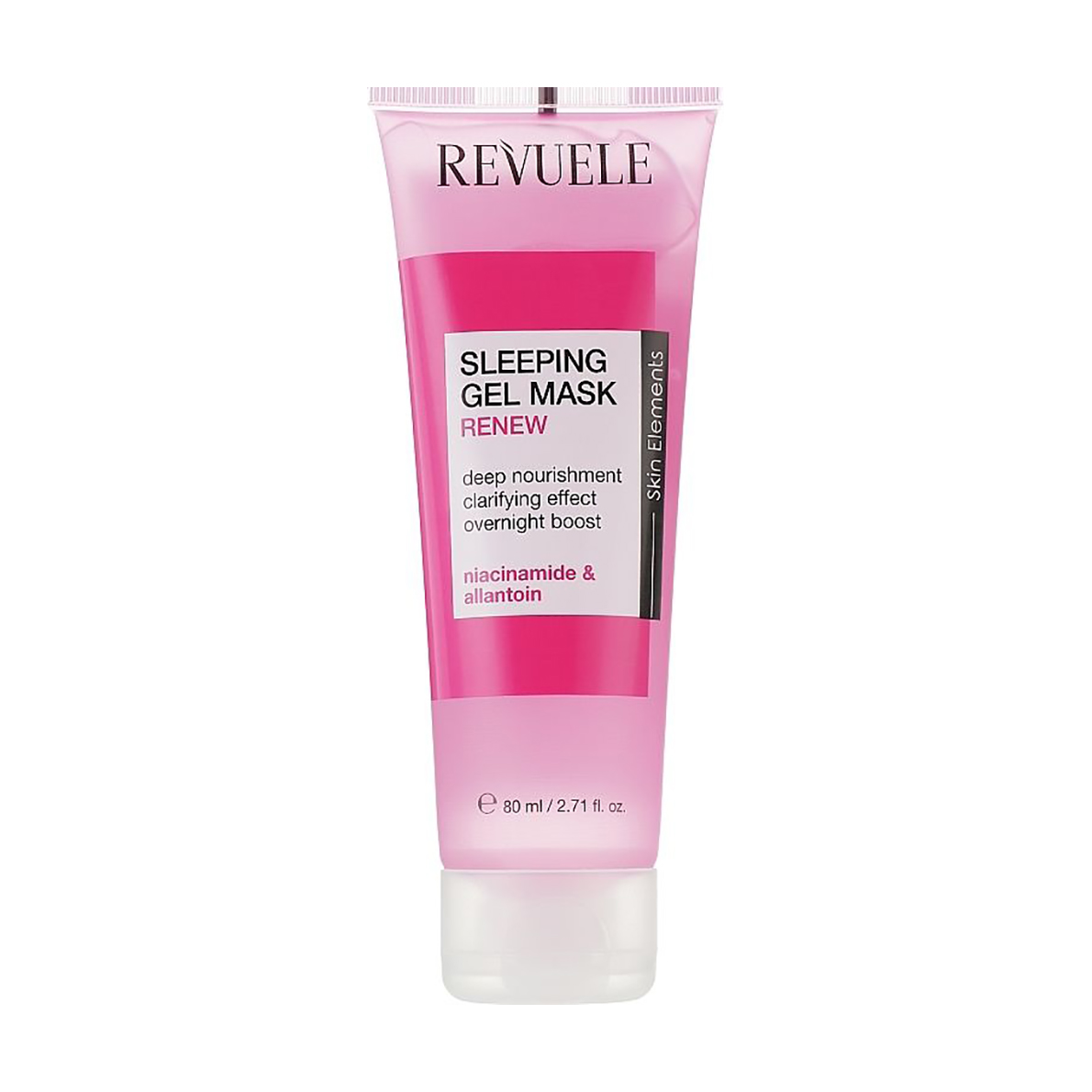 Відновлювальна нічна гелева маска для обличчя Revuele Sleeping Gel Mask Renew, рожева, 80 мл